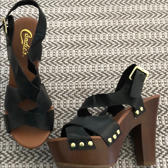 Shoes - Black Wedge Heel Sandal- brand new- never worn!